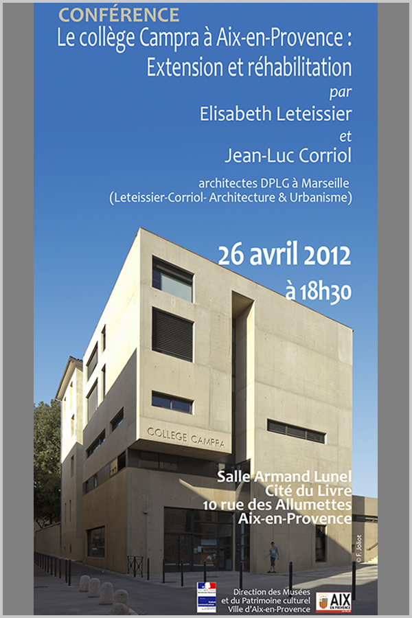 Leteissier Corriol - Agence d'architecture - Cycle de conférences 2012 « Sensibilisation au patrimoine contemporain »