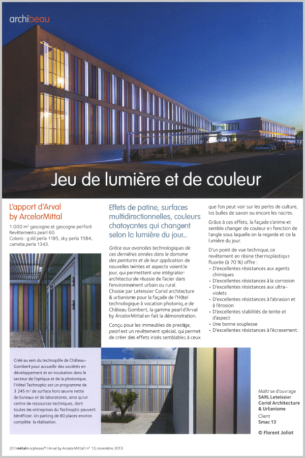 Leteissier Corriol - Agence d'architecture - « Métalmorphoses » Arval n°12 Novembre 2013