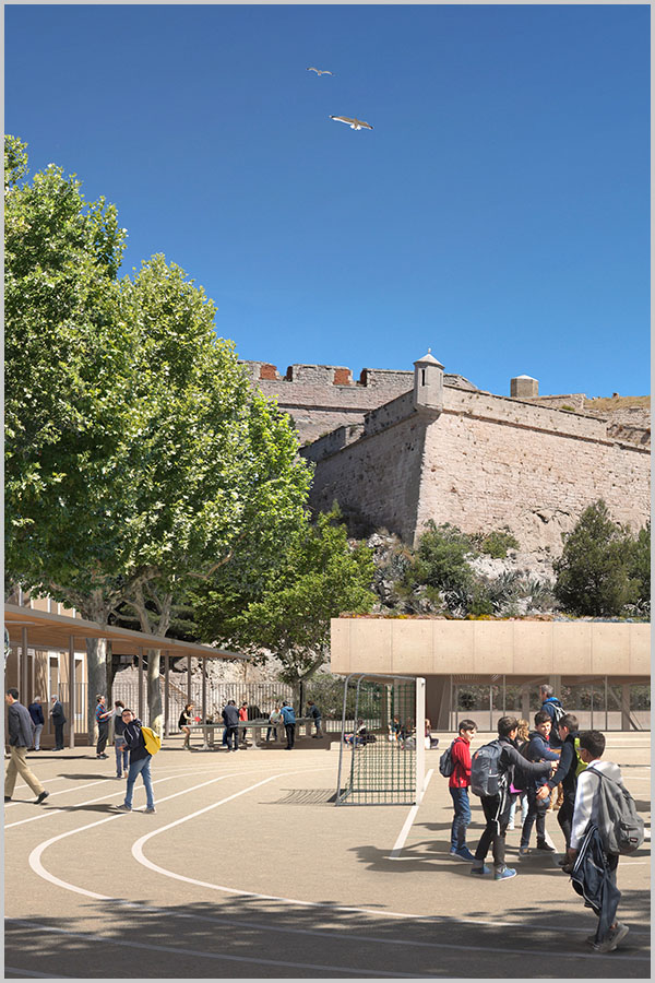 Leteissier Corriol - Agence d'architecture - Collège Gaston Defferre implanté sur le site de la caserne d’Aurelle