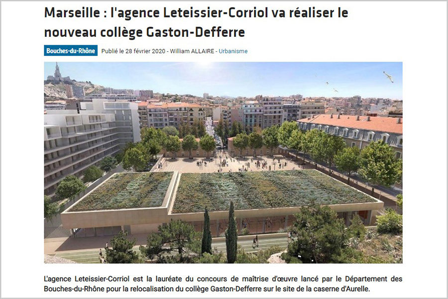 Leteissier Corriol - Agence d'architecture - Lauréat concours collège Defferre