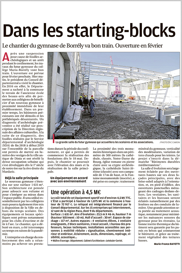 Leteissier Corriol - Agence d'architecture - La Provence 4 Octobre 2020