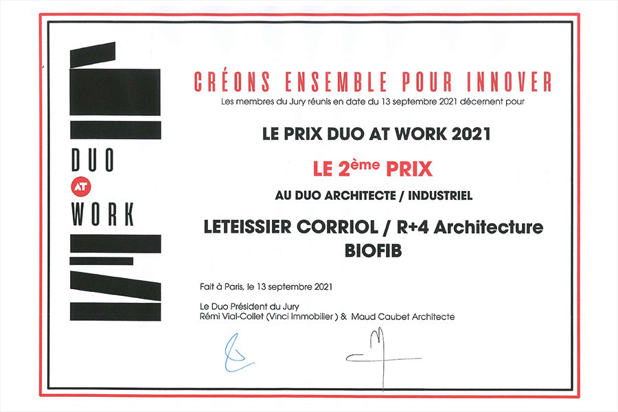 Leteissier Corriol - Agence d'architecture - Deuxième prix DUO@WORK